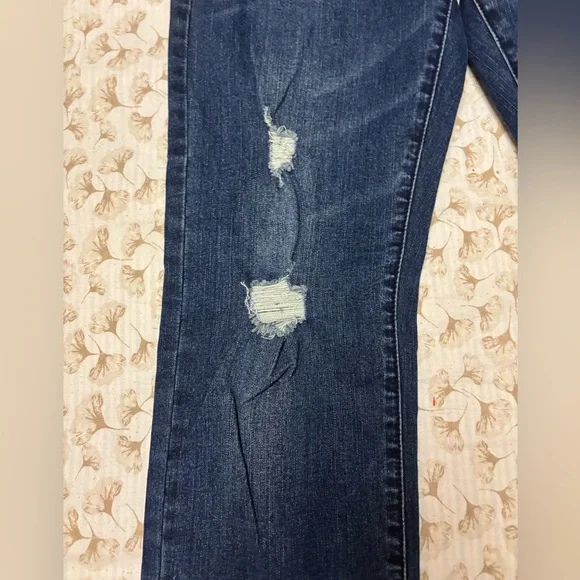 Guess Blue Straight Leg Jeans with Distressed Details - Picture 3 of 7